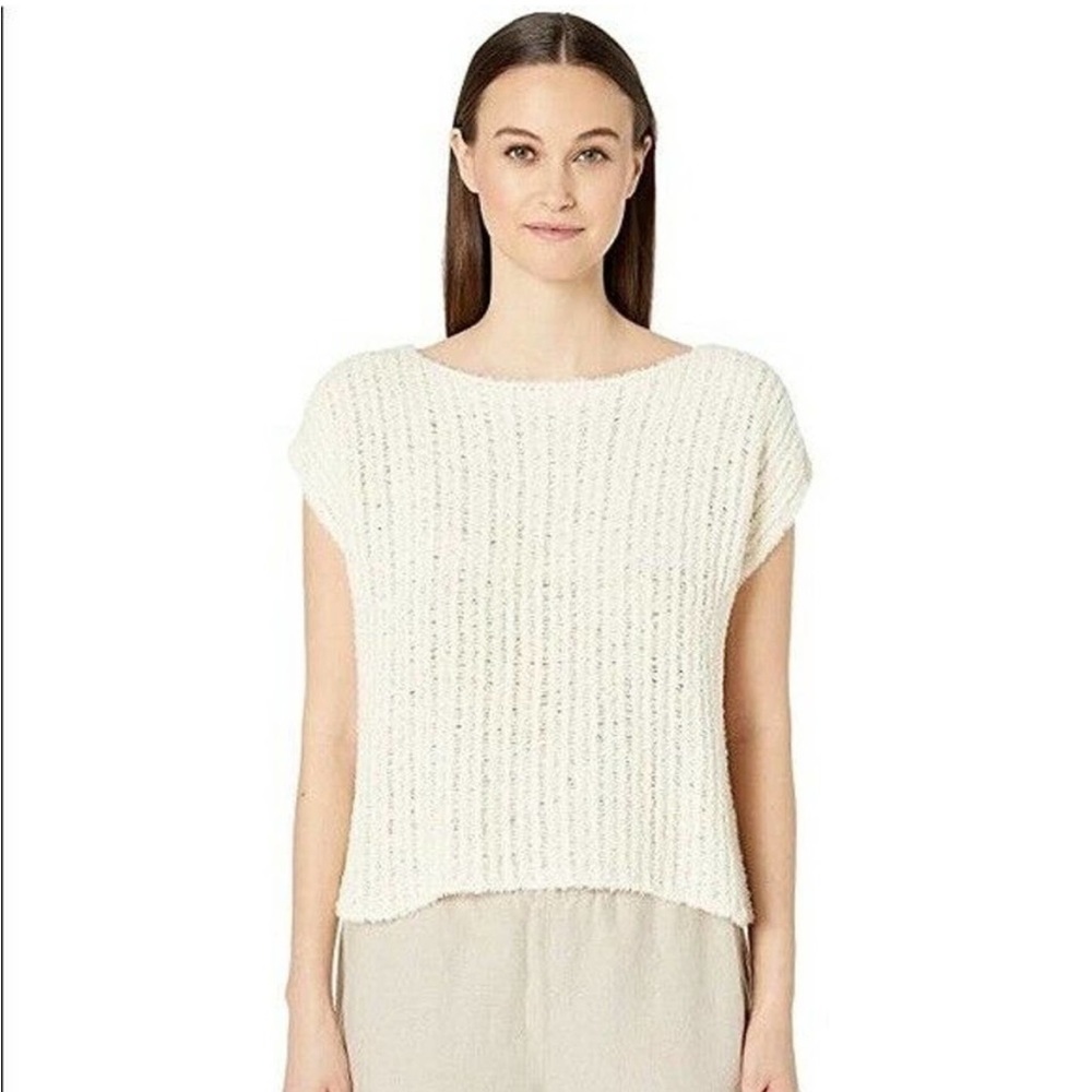 Eileen Fisher Organic Cotton Eyelash Bateau Neck